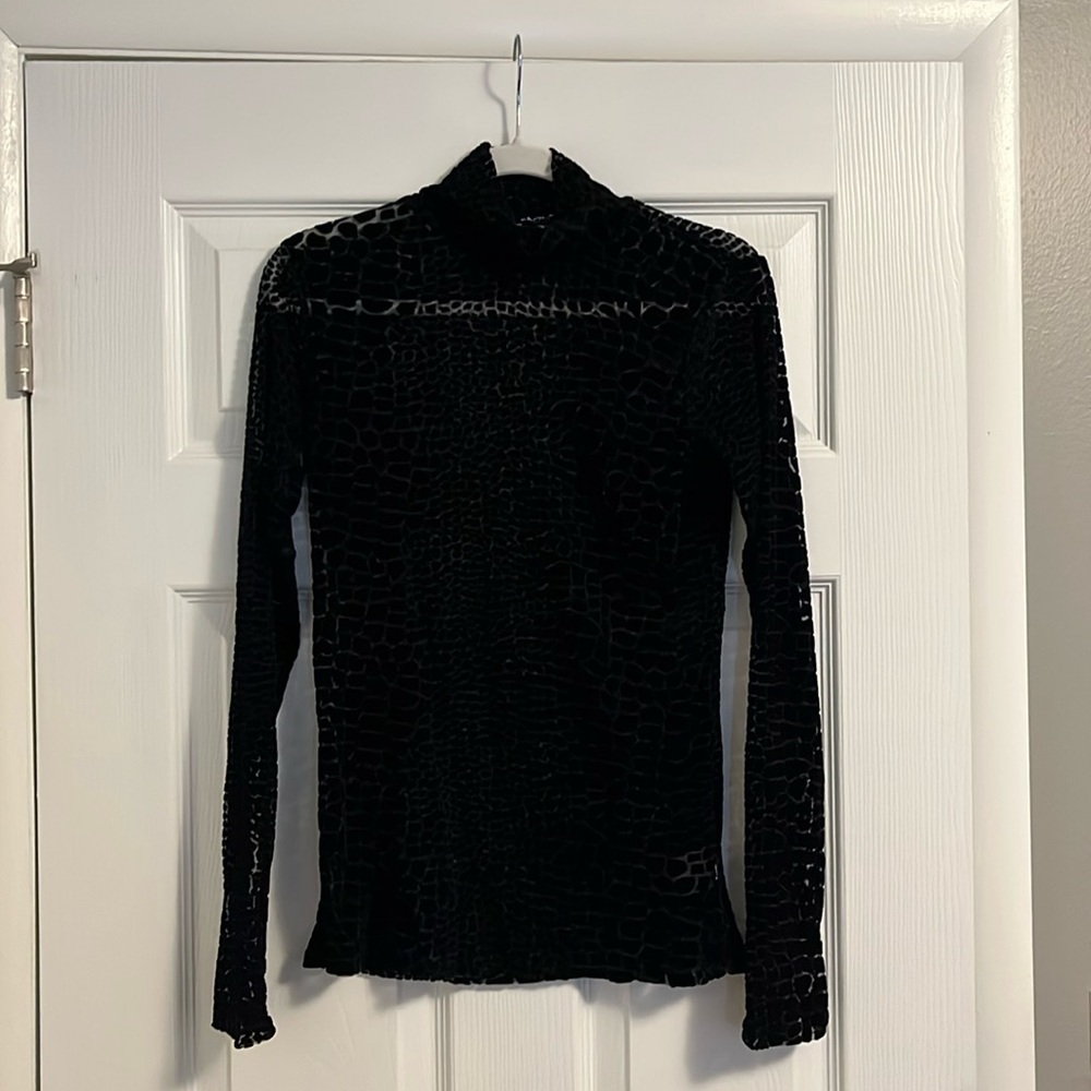 Never Worn Express Sheer Animal Pattern Mock Neck Long Sleeve Top